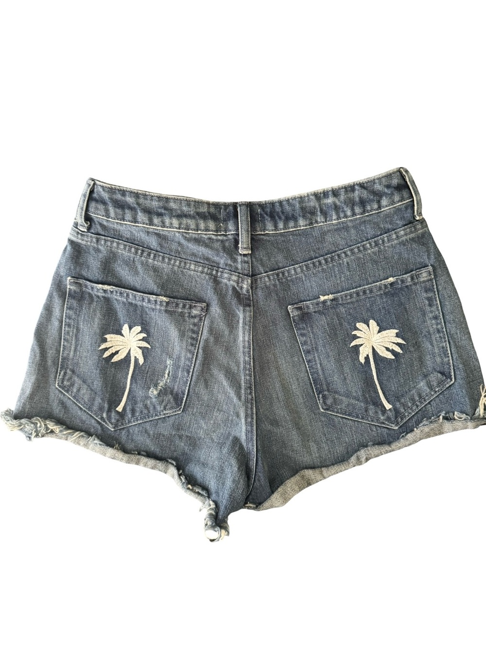 Show Me Your Mumu Houston High Waisted Palm Tree Denim Shorts Size 28